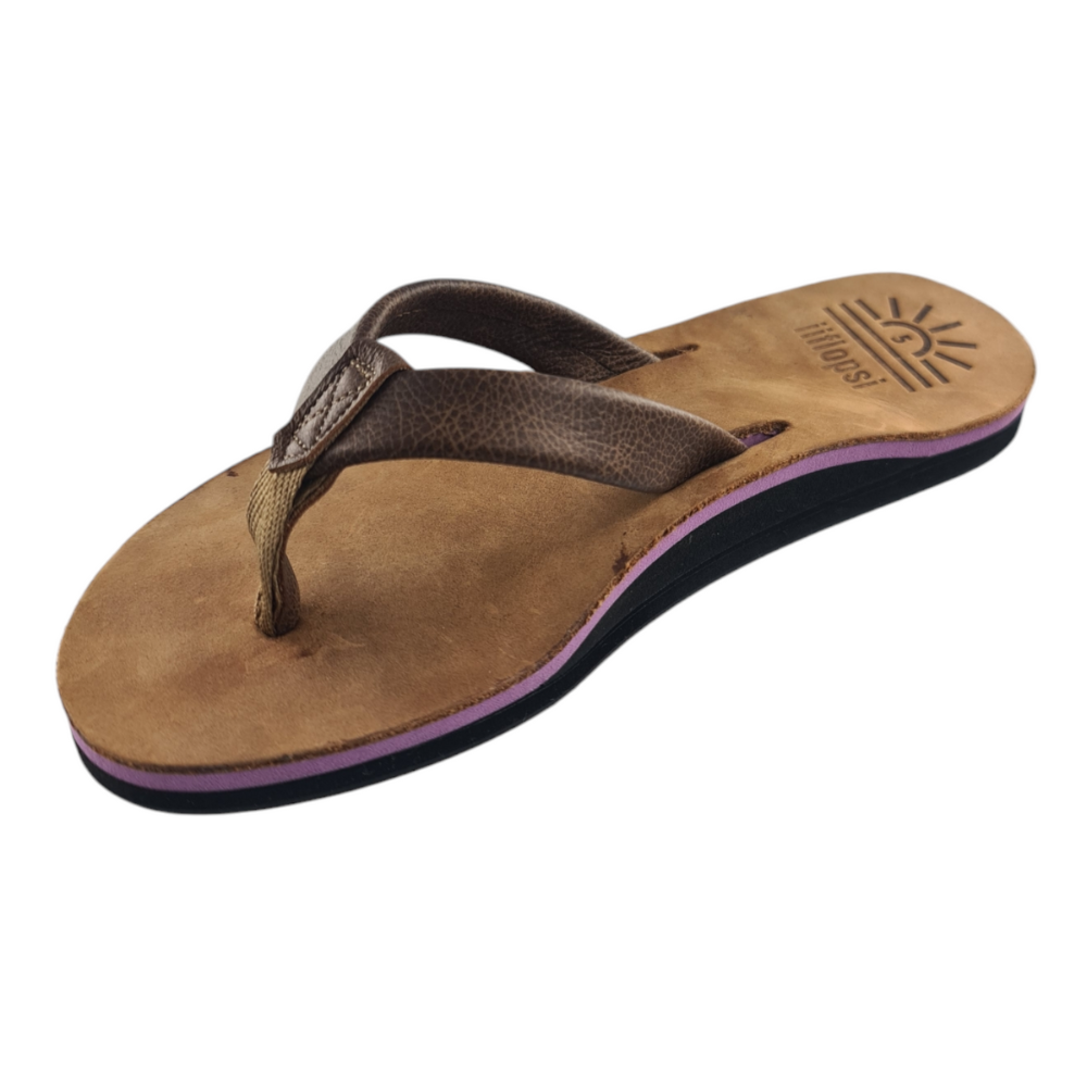 Ladies' Lilac premium handmade leather flip flops - arch support - iiflopsi- South Africa