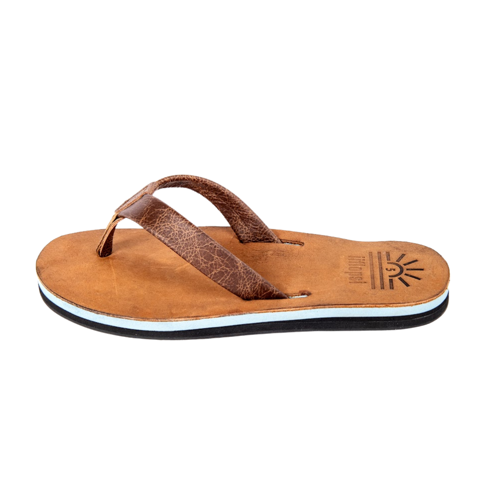 Ladies' Ocean premium handmade leather flip flops - flat - iiflopsi - South Africa