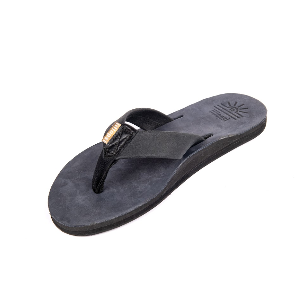 Men's Navy premium handmade leather flip flops- arch support - iiflopsi - South Africa