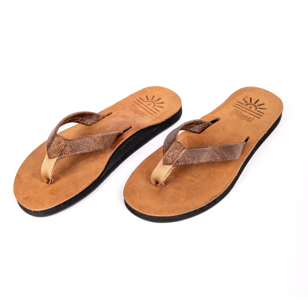 Ladies' El Classico premium handmade leather flip flops - arch support - iiflopsi - South Africa