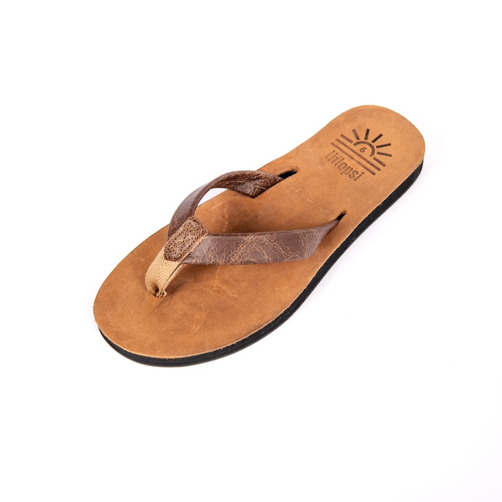 Ladies' El Classico premium handmade leather flip flops - flat - iiflopsi - South Africa