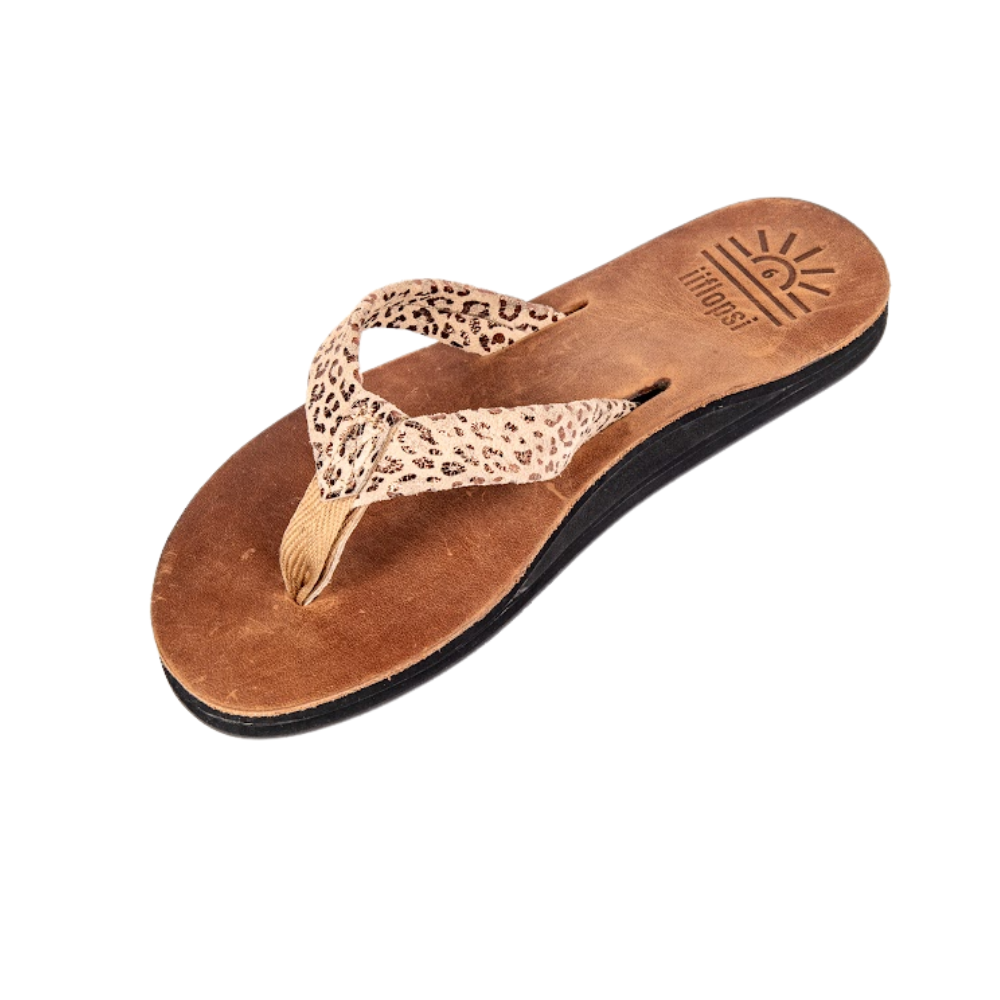 Ladies' Leopard Bronze premium handmade leather flip flop - arch support - iiflopsi - South Africa