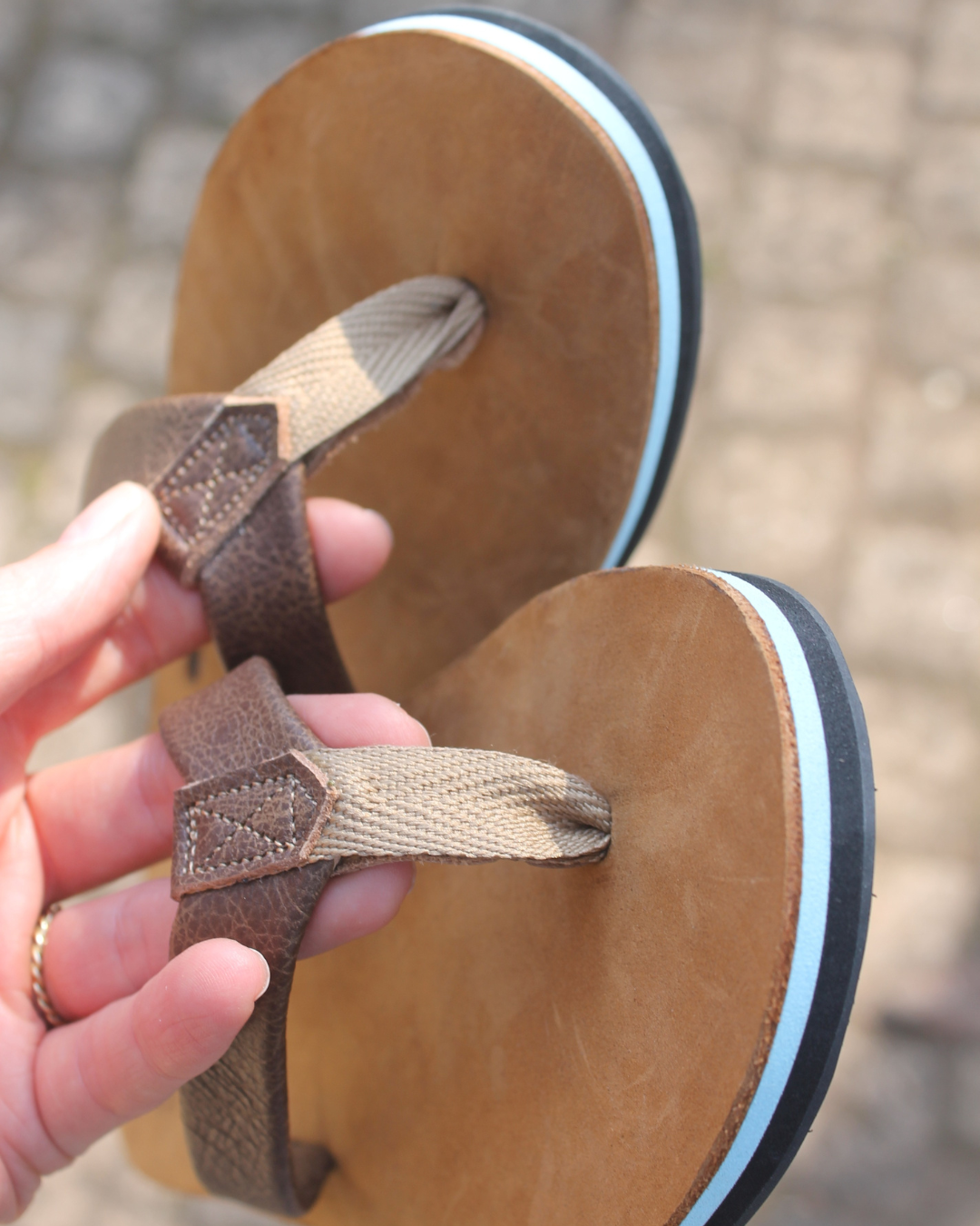 Ladies' Ocean premium handmade leather flip flops - flat - iiflopsi - South Africa