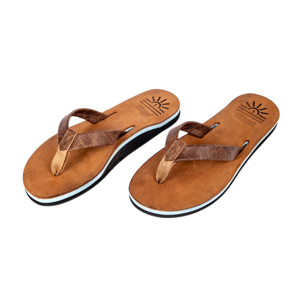Ladies' Ocean premium handmade leather flip flops - arch support - iiflopsi - South Africa