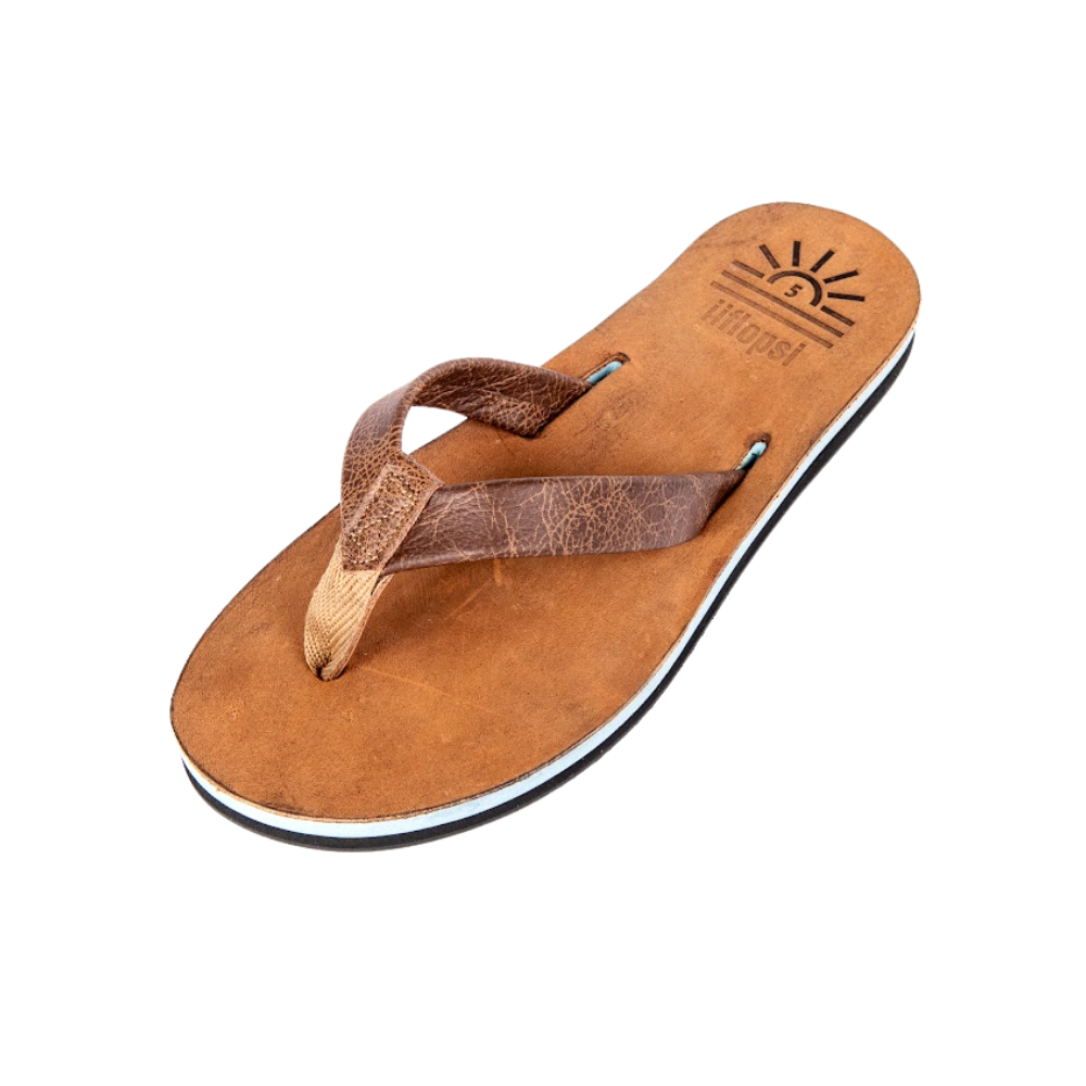 Ladies' Ocean premium handmade leather flip flops - flat - iiflopsi - South Africa
