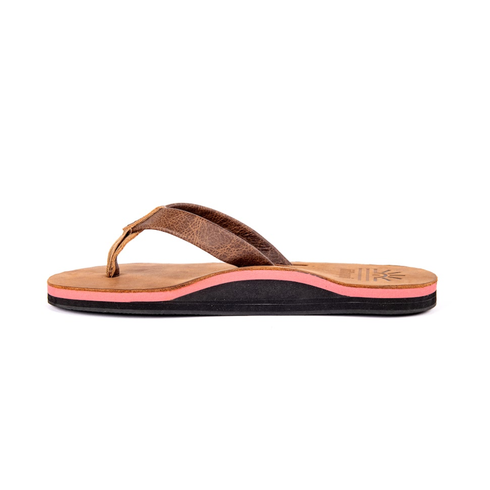 Ladies' Peach premium handmade leather flip flops - arch support - iiflopsi - South Africa