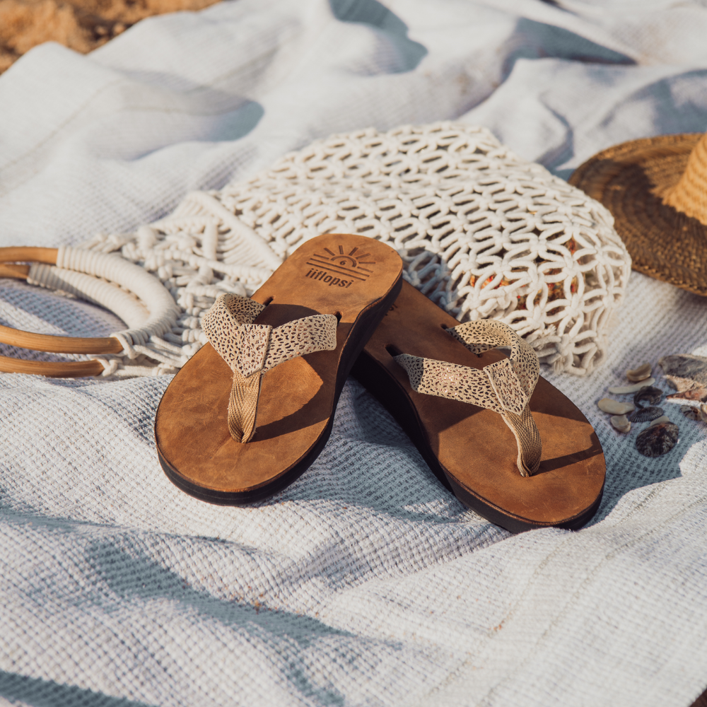 Ladies' Reptile premium handmade leather flip flops - arch support - iiflopsi - South Africa
