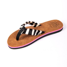 Ladies' Zebra Pink premium handmade leather flip flop - flat