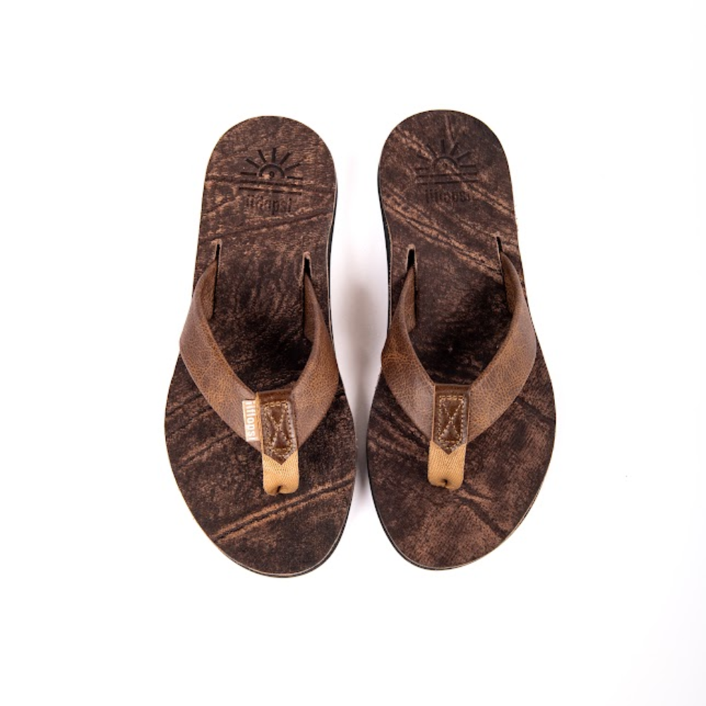 Men's Buffalo Soldier premium handmade leather flip flops - flat - iiflopsi - South Africa