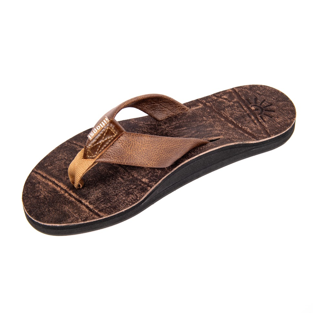 Men's Buffalo Soldier premium handmade leather flip flops - arch support - iiflopsi - South Africa