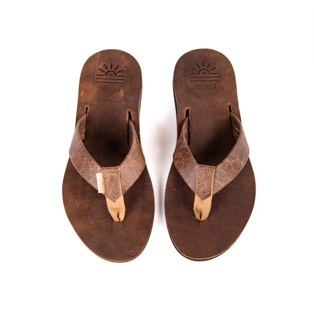 Men's Buffalo premium handmade leather flip flops - flat - iiflopsi - South Africa