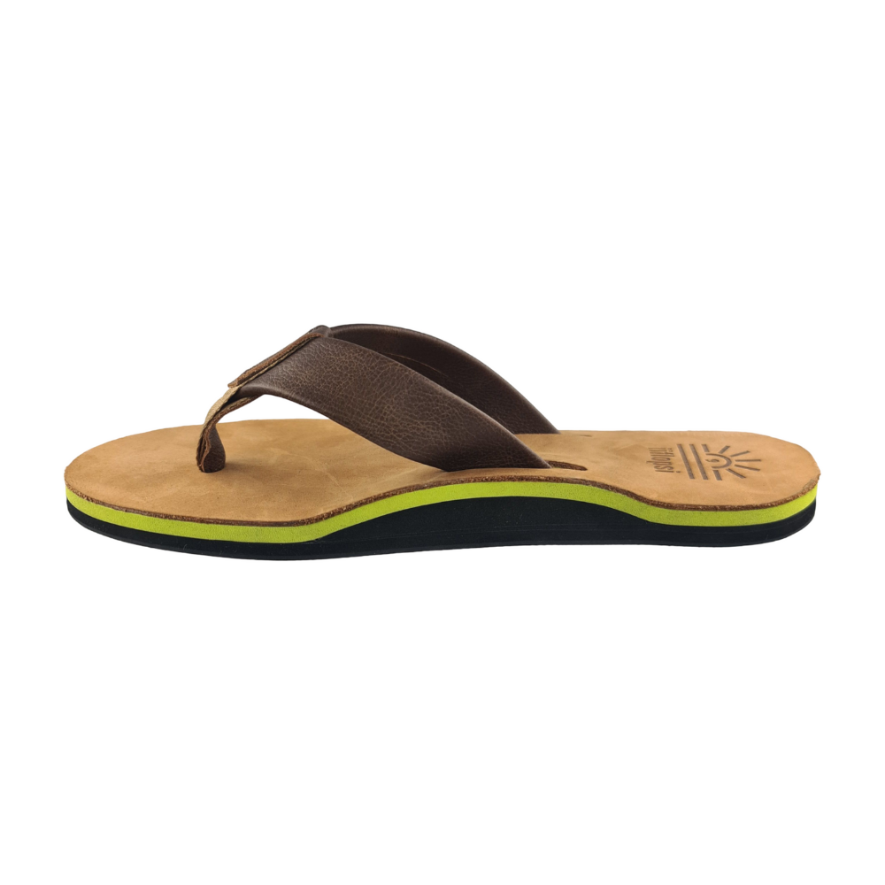 Men's Lime premium handmade leather flip flop- arch support - iiflopsi - South Africa