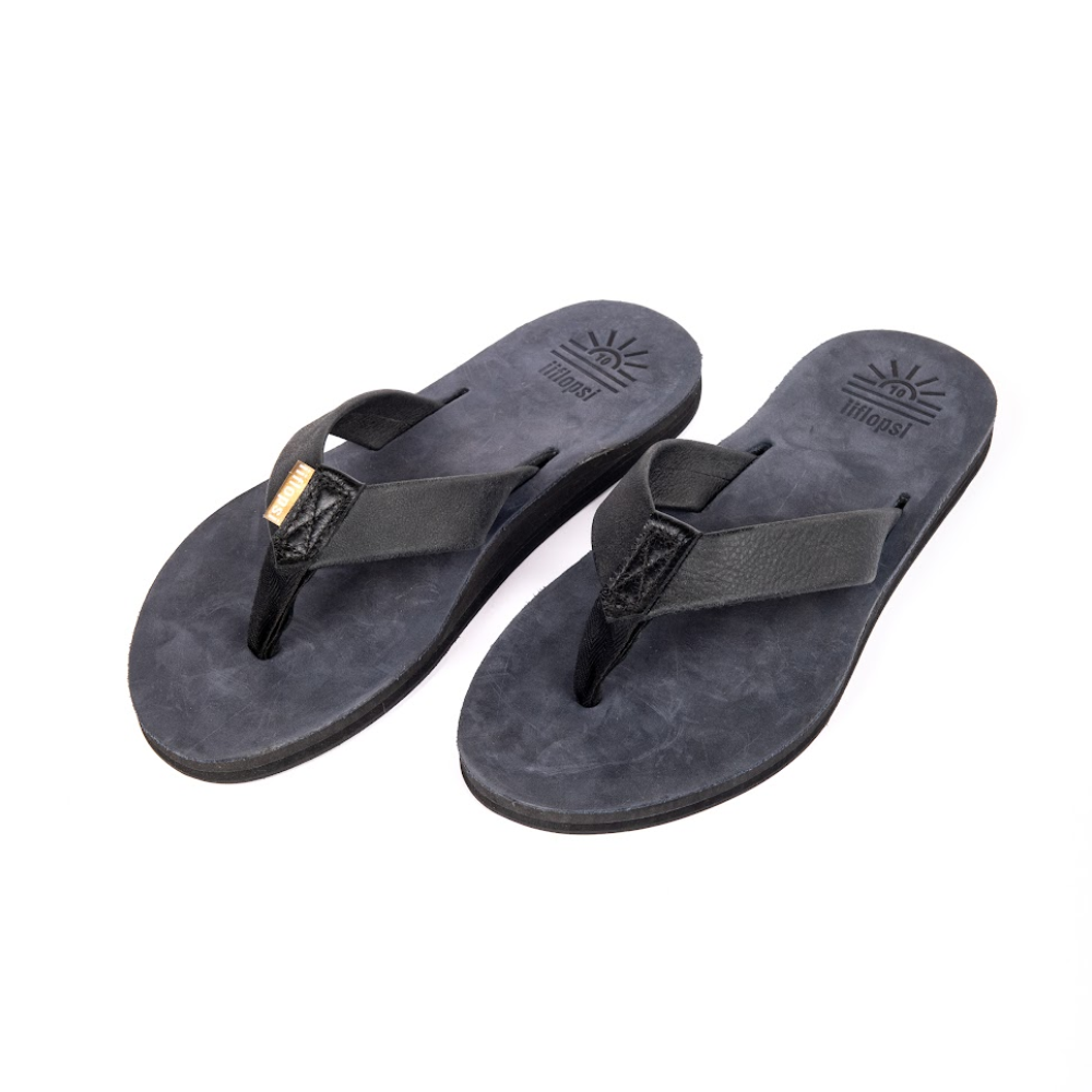 Men's Navy premium handmade leather flip flops- arch support - iiflopsi - South Africa