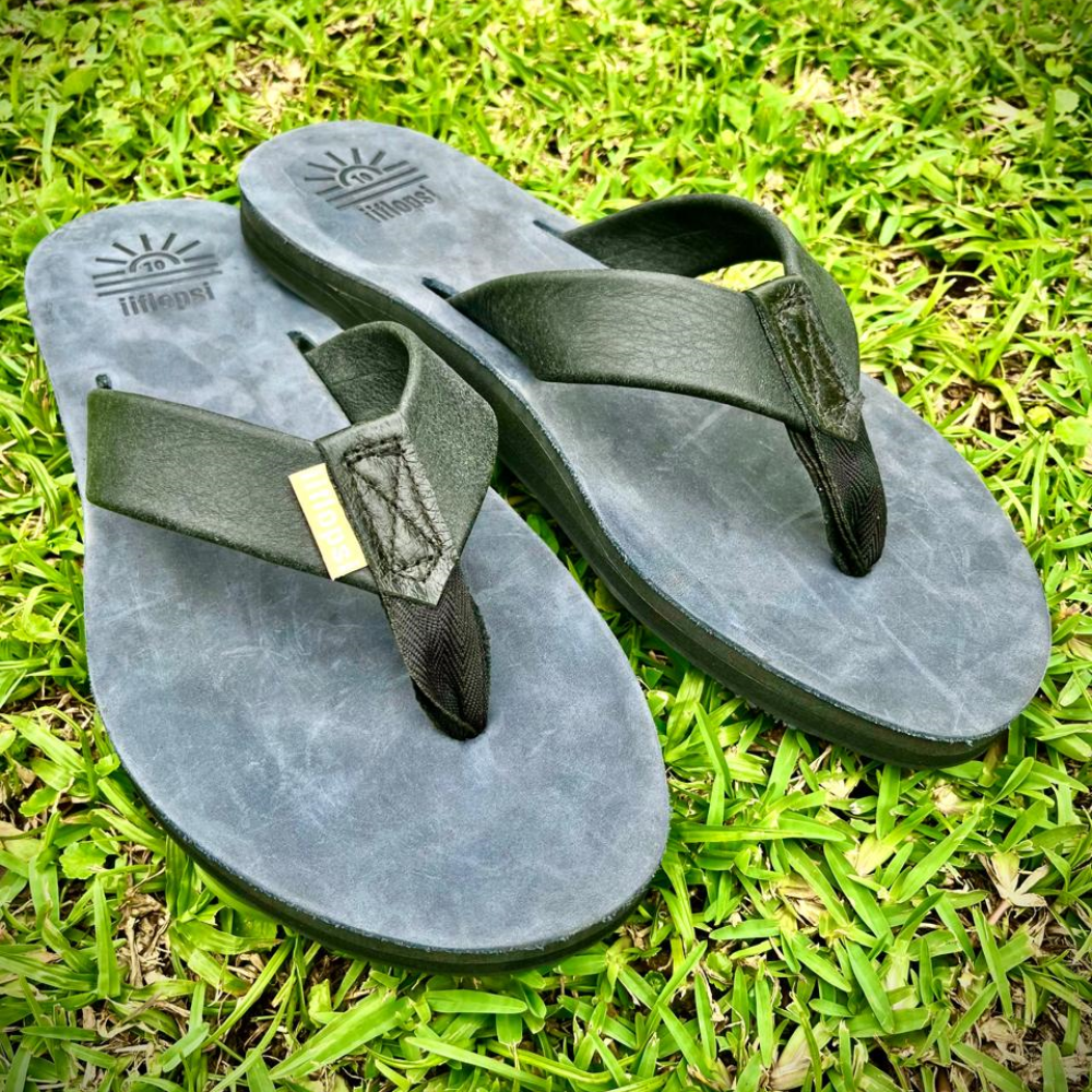 Men's Navy premium handmade leather flip flops - flat - iiflopsi - South Africa