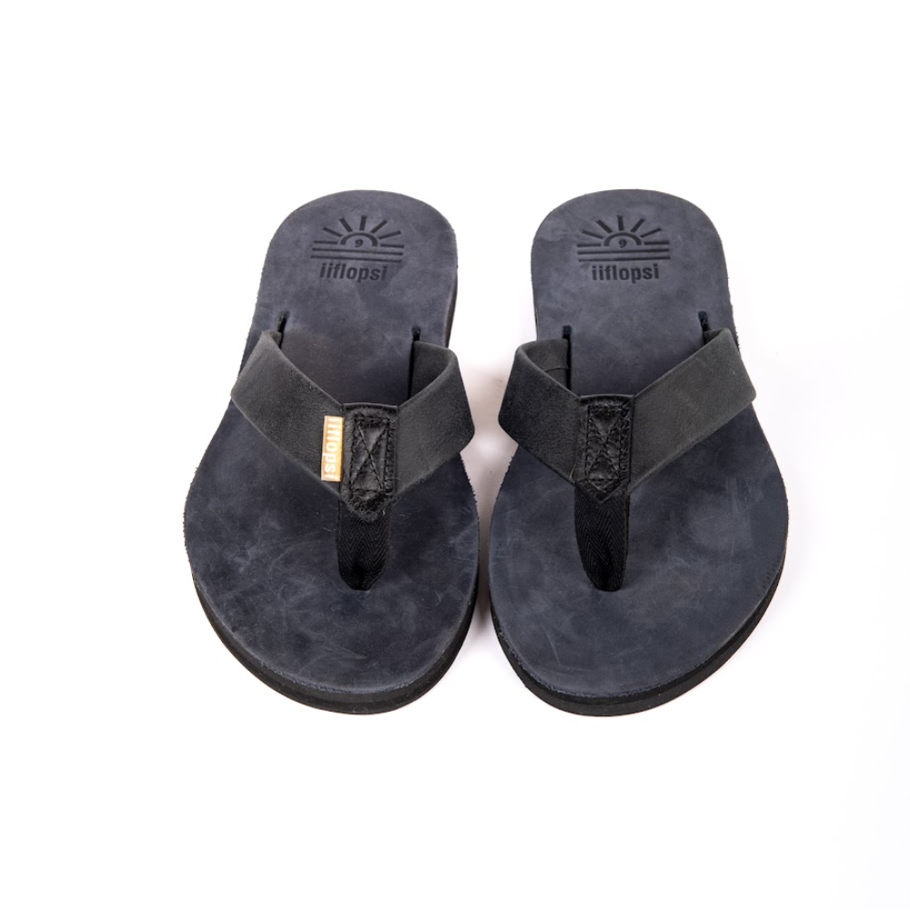 Men's Navy premium handmade leather flip flops - flat - iiflopsi - South Africa